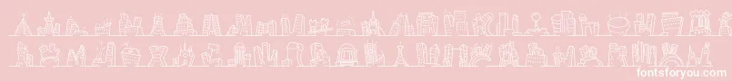Minipicsnakedcityday-Schriftart – Weiße Schriften auf rosa Hintergrund