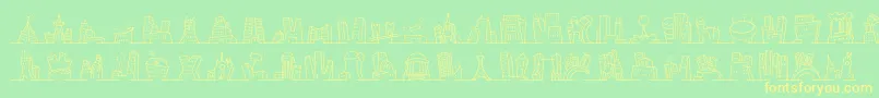 Шрифт Minipicsnakedcityday – жёлтые шрифты на зелёном фоне