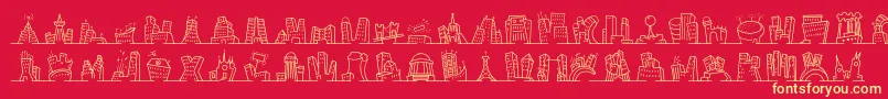 Minipicsnakedcityday Font – Yellow Fonts on Red Background