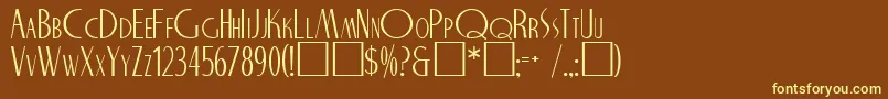 NicholasRegular-fontti – keltaiset fontit ruskealla taustalla