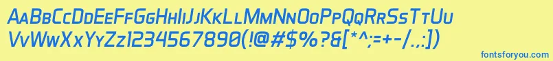 AeroMaticsDisplayItalic Font – Blue Fonts on Yellow Background