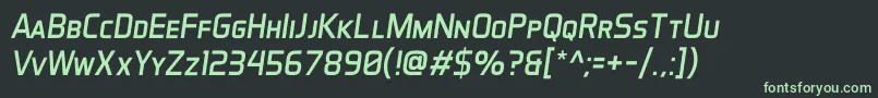 Fonte AeroMaticsDisplayItalic – fontes verdes em um fundo preto