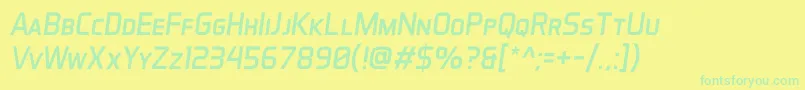 Czcionka AeroMaticsDisplayItalic – zielone czcionki na żółtym tle