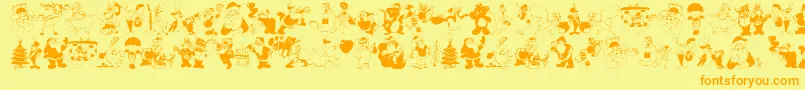 Xmasbatzz-Schriftart – Orangefarbene Schriften auf gelbem Hintergrund