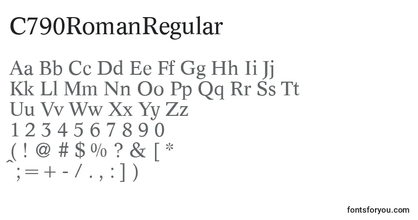 A fonte C790RomanRegular – alfabeto, números, caracteres especiais