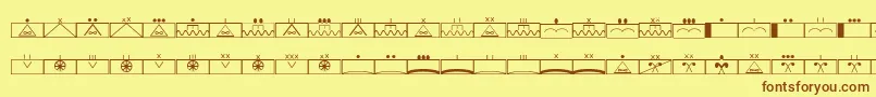 Шрифт EsriMilsym02 – коричневые шрифты на жёлтом фоне