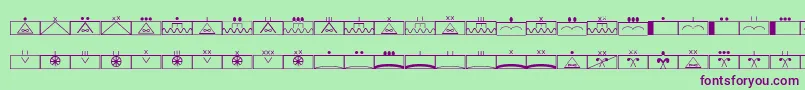 フォントEsriMilsym02 – 緑の背景に紫のフォント