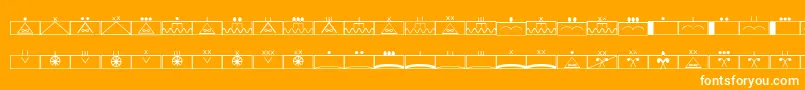 EsriMilsym02-fontti – valkoiset fontit oranssilla taustalla