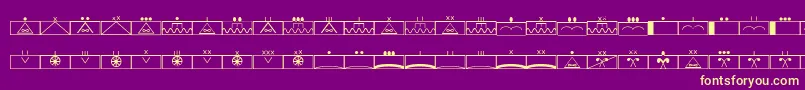 EsriMilsym02-fontti – keltaiset fontit violetilla taustalla