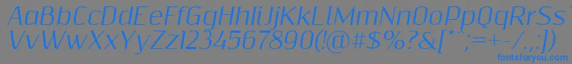 フォントResagnictoitalic – 灰色の背景に青い文字
