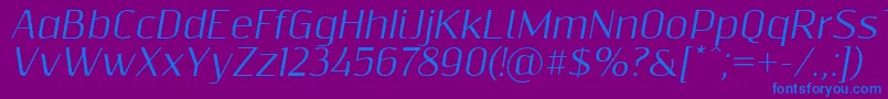 フォントResagnictoitalic – 紫色の背景に青い文字