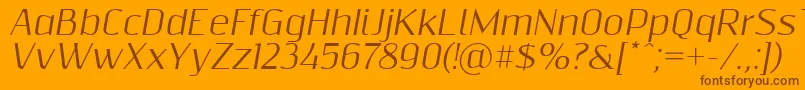 Weitere Informationen zur Resagnictoitalic-Schriftart Resagnictoitalic-Schriftart – Braune Schriften auf orangefarbenem Hintergrund