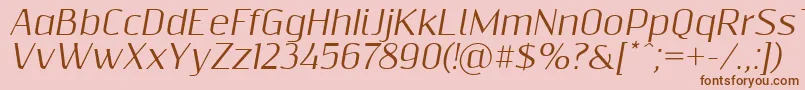 Saiba mais sobre a fonte Resagnictoitalic Fonte Resagnictoitalic – fontes marrons em um fundo rosa