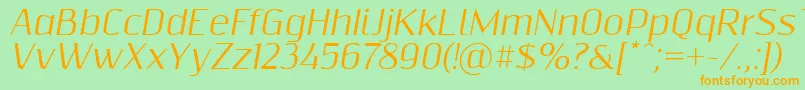 Шрифт Resagnictoitalic – оранжевые шрифты на зелёном фоне