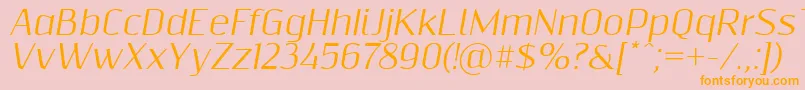 Resagnictoitalic-Schriftart – Orangefarbene Schriften auf rosa Hintergrund
