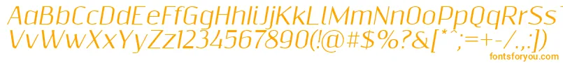 フォントResagnictoitalic – 白い背景にオレンジのフォント