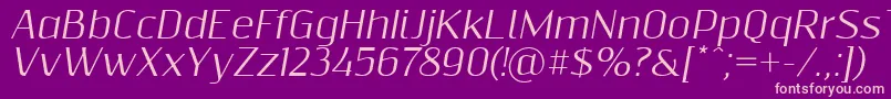 Шрифт Resagnictoitalic – розовые шрифты на фиолетовом фоне