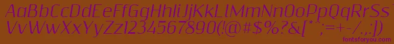 Resagnictoitalic-fontti – violetit fontit ruskealla taustalla