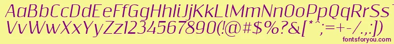 Resagnictoitalic Font – Purple Fonts on Yellow Background