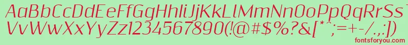Resagnictoitalic-fontti – punaiset fontit vihreällä taustalla