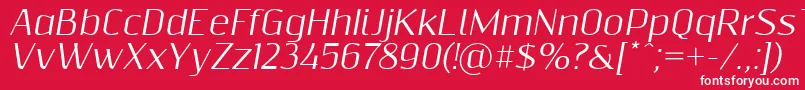 フォントResagnictoitalic – 赤い背景に白い文字