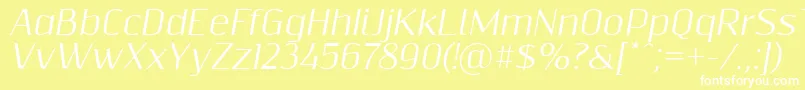 Шрифт Resagnictoitalic – белые шрифты на жёлтом фоне