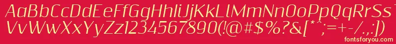 Шрифт Resagnictoitalic – жёлтые шрифты на красном фоне