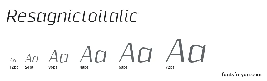 Größen der Schriftart Resagnictoitalic