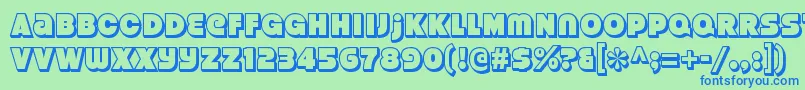 StrenuousthreedRegular-fontti – siniset fontit vihreällä taustalla