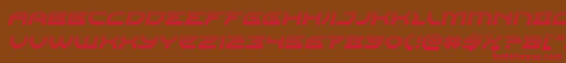 フォントXenodemongradital – 赤い文字が茶色の背景にあります。