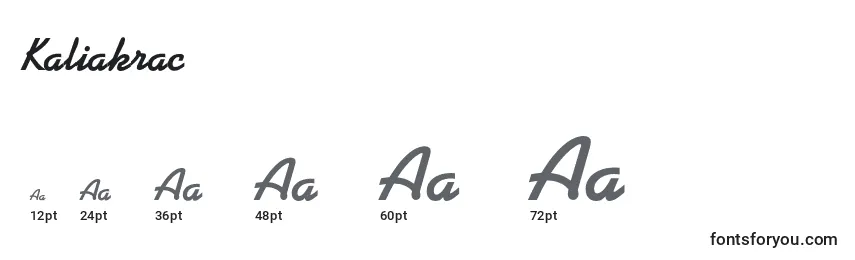Размеры шрифта Kaliakrac
