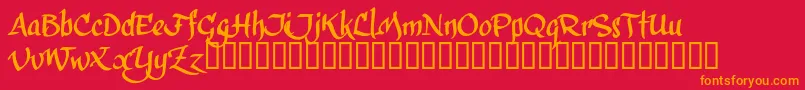フォントCalphiT – 赤い背景にオレンジの文字