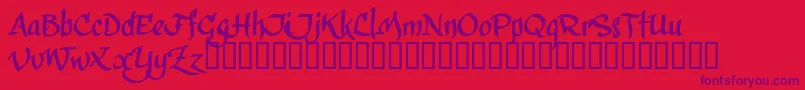 フォントCalphiT – 赤い背景に紫のフォント