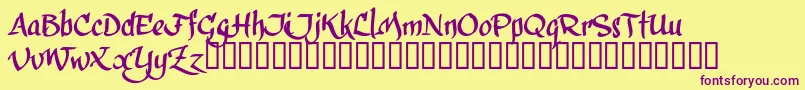 CalphiT-fontti – violetit fontit keltaisella taustalla