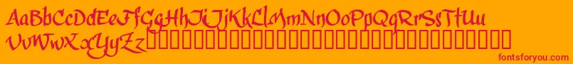 CalphiT-Schriftart – Rote Schriften auf orangefarbenem Hintergrund