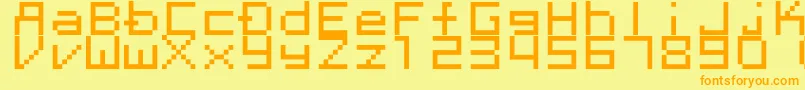 Megaten20xx-Schriftart – Orangefarbene Schriften auf gelbem Hintergrund