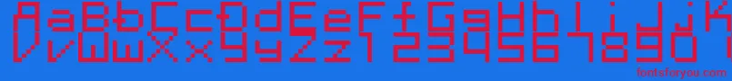 Megaten20xx Font – Red Fonts on Blue Background