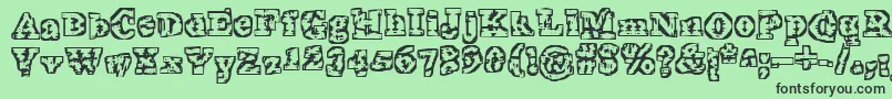 TheInterzone-fontti – mustat fontit vihreällä taustalla