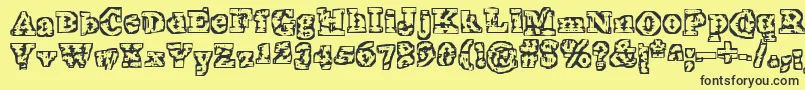 TheInterzone-Schriftart – Schwarze Schriften auf gelbem Hintergrund