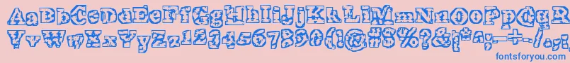TheInterzone Font – Blue Fonts on Pink Background