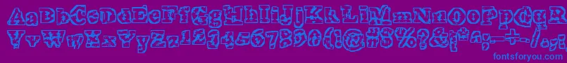 フォントTheInterzone – 紫色の背景に青い文字