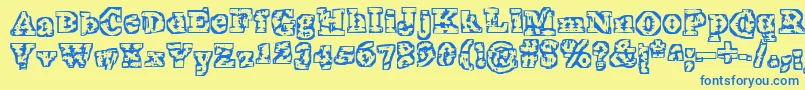 TheInterzone Font – Blue Fonts on Yellow Background
