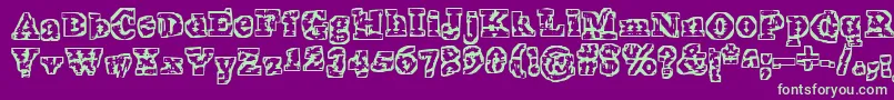 TheInterzone-fontti – vihreät fontit violetilla taustalla
