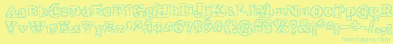TheInterzone Font – Green Fonts on Yellow Background