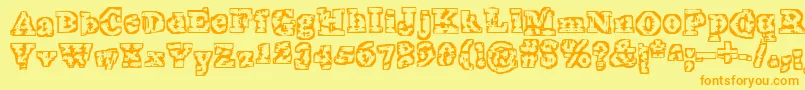 TheInterzone-fontti – oranssit fontit keltaisella taustalla