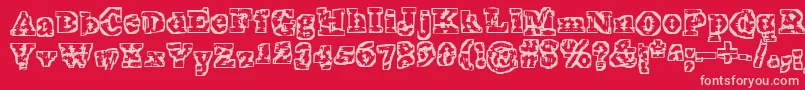 TheInterzone-fontti – vaaleanpunaiset fontit punaisella taustalla