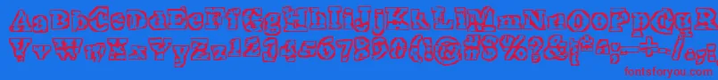 TheInterzone-fontti – punaiset fontit sinisellä taustalla