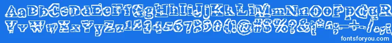 TheInterzone-fontti – valkoiset fontit sinisellä taustalla