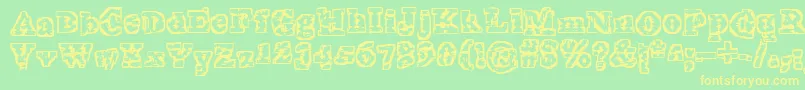 TheInterzone-fontti – keltaiset fontit vihreällä taustalla