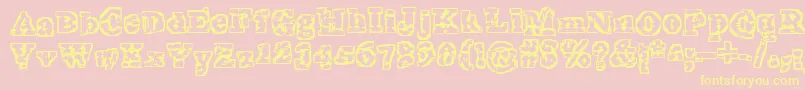 TheInterzone-fontti – keltaiset fontit vaaleanpunaisella taustalla